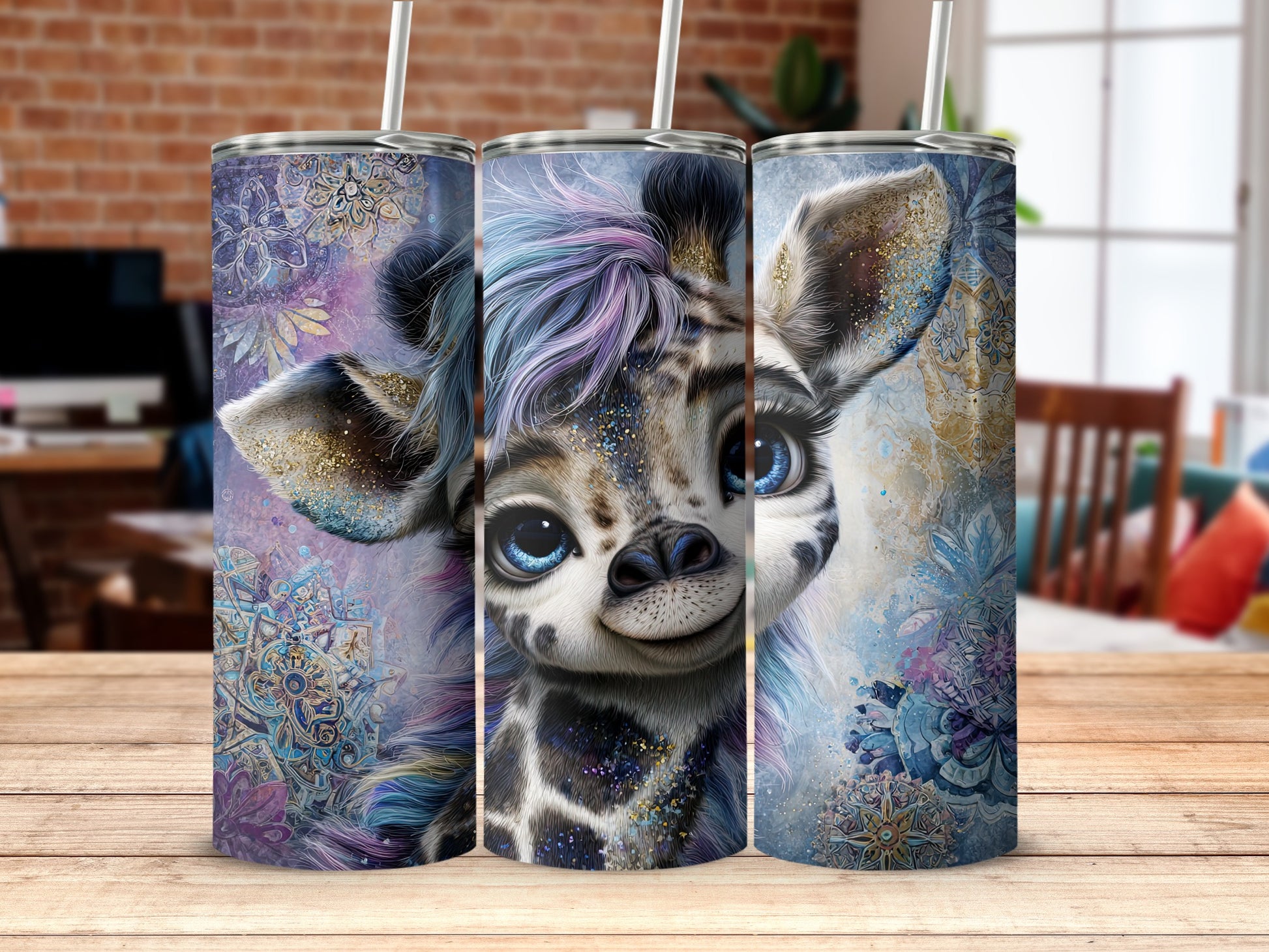 Adorable Baby Giraffe Design Insulated Tumbler Cup