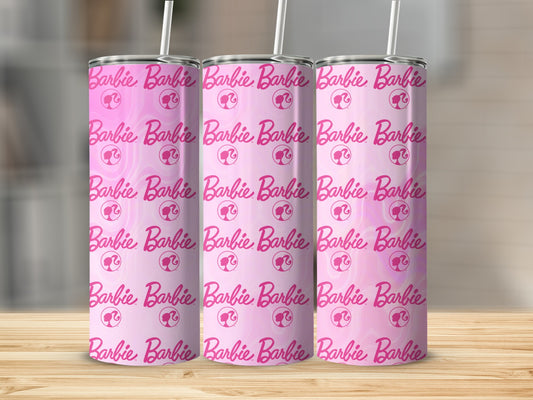 Barbie Pink Logo Patterned Insulated Tumbler