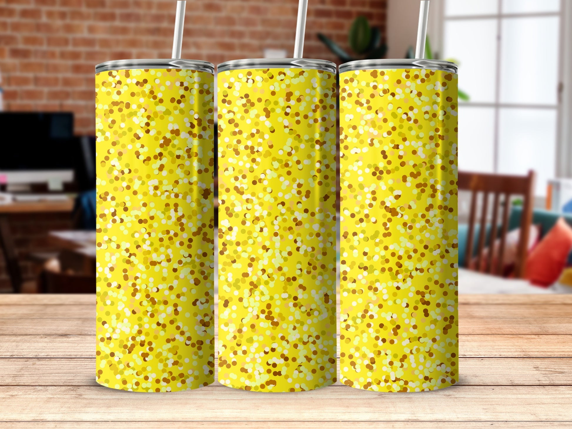 Vibrant Yellow Speckled Pattern Tumbler Product