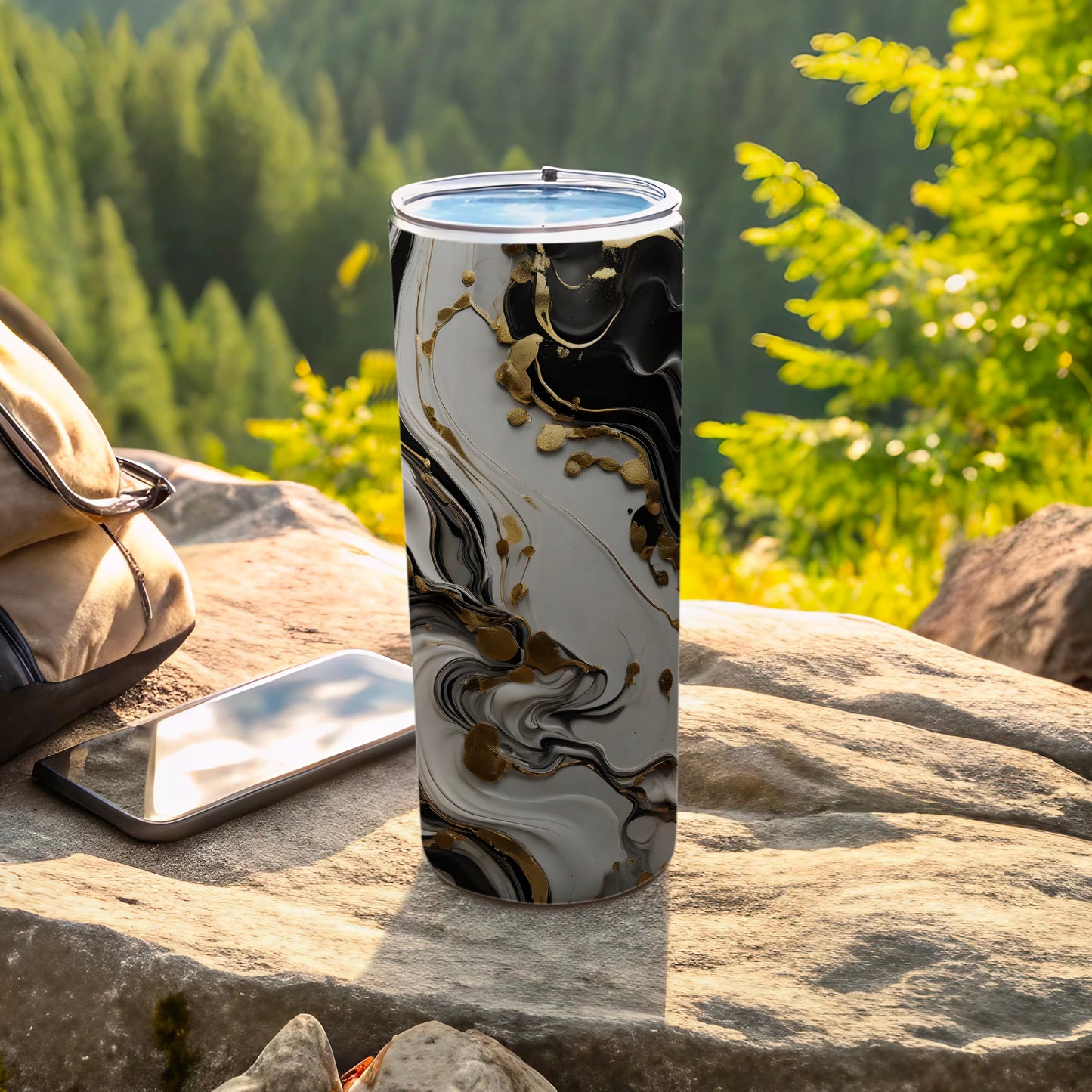 Black White Gold Abstract Swirl Pattern Tumbler product type