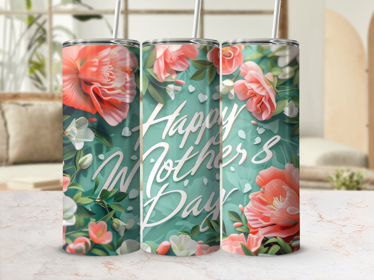 Happy Mother's Day Floral Design Tumbler Gift