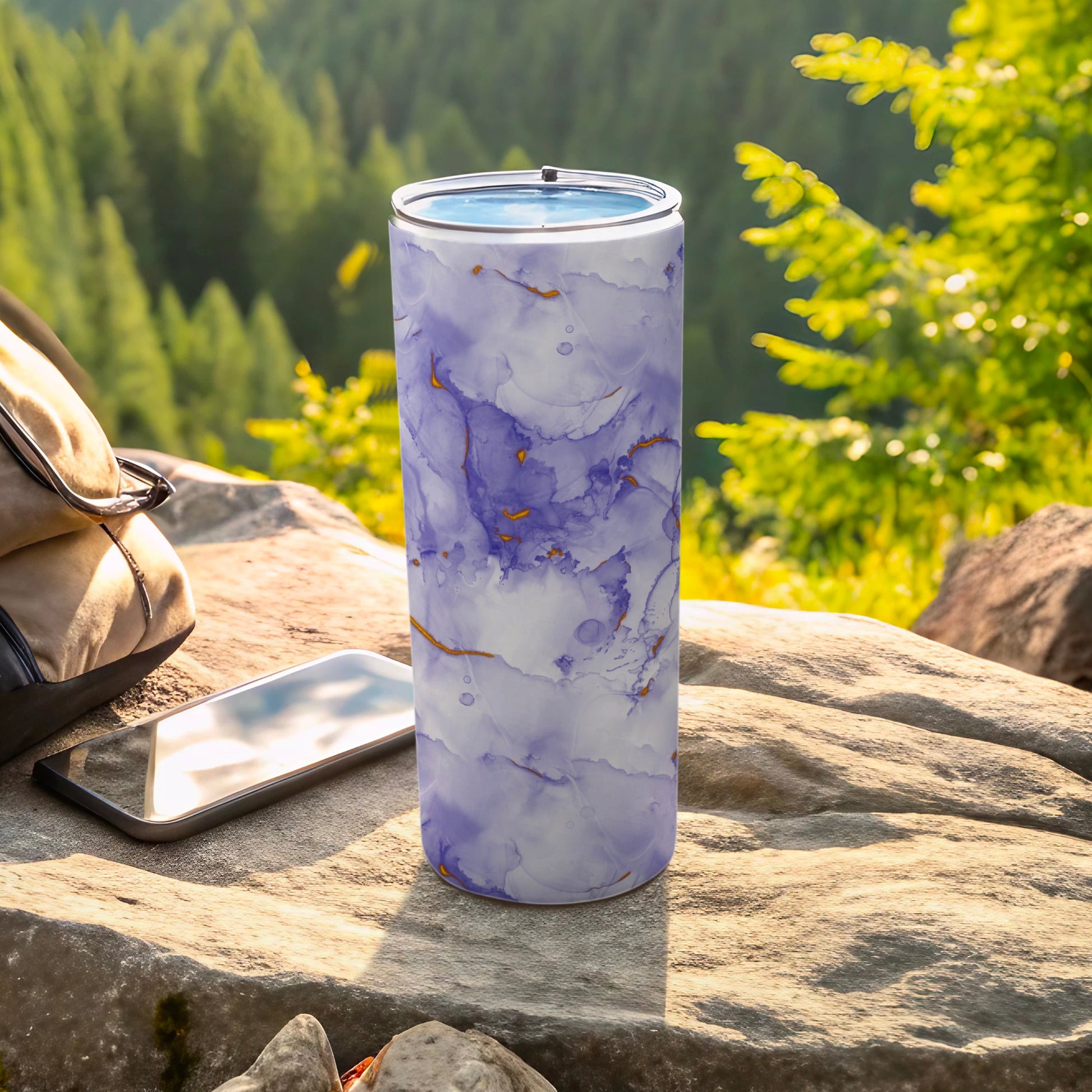Purple Gold Ink Swirl Tumbler Marble Design product type