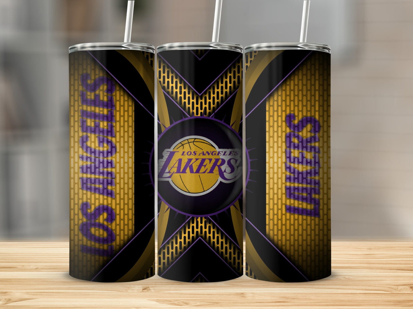 Los Angeles Lakers Team Logo Gold and Purple Design Tumblers
