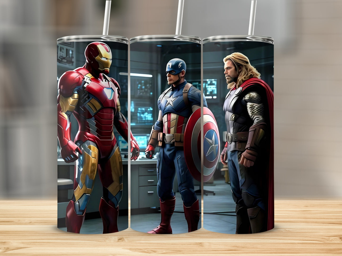 Iron Captain and Thor Heroes Design Tumbler Cup