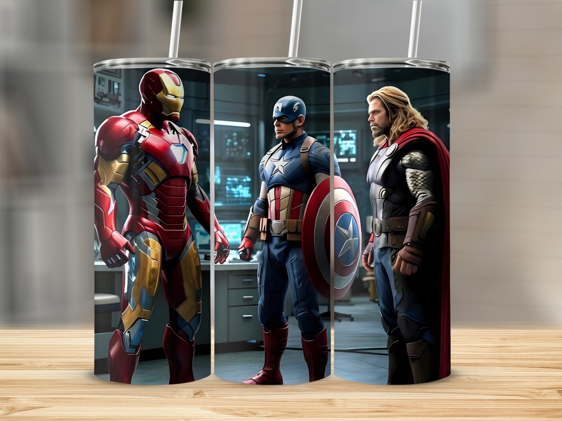 Iron Captain and Thor Heroes Design Tumbler Cup