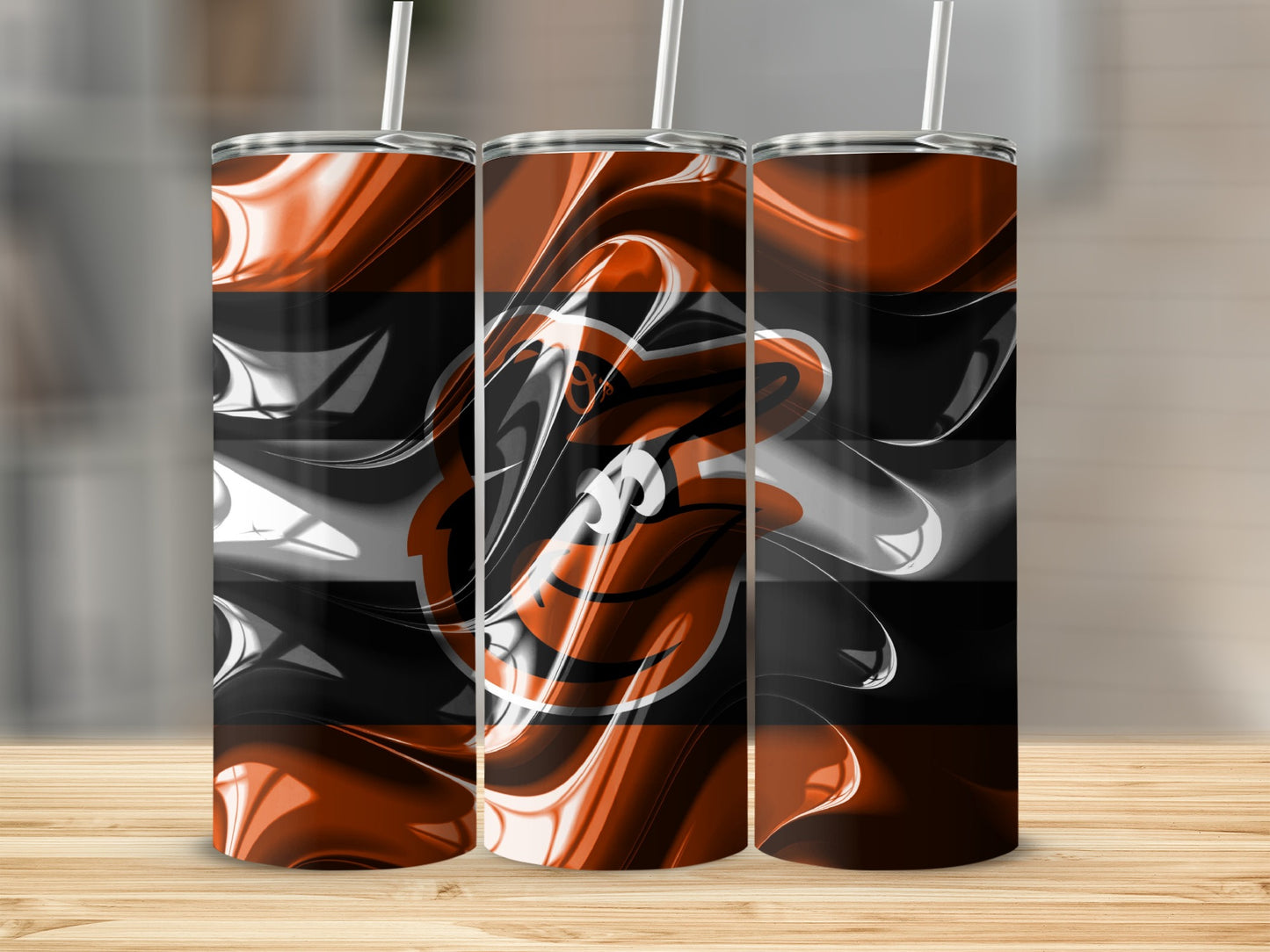 Baltimore Orioles Elegant Swirl Abstract Design Tumblers