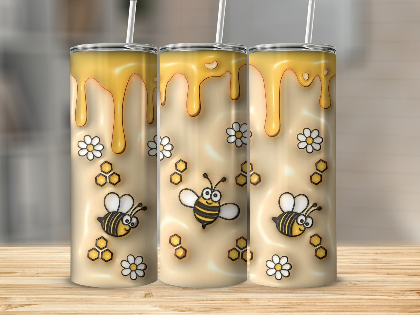 Cute Honey Bee and Honey Comb Tumbler Cup