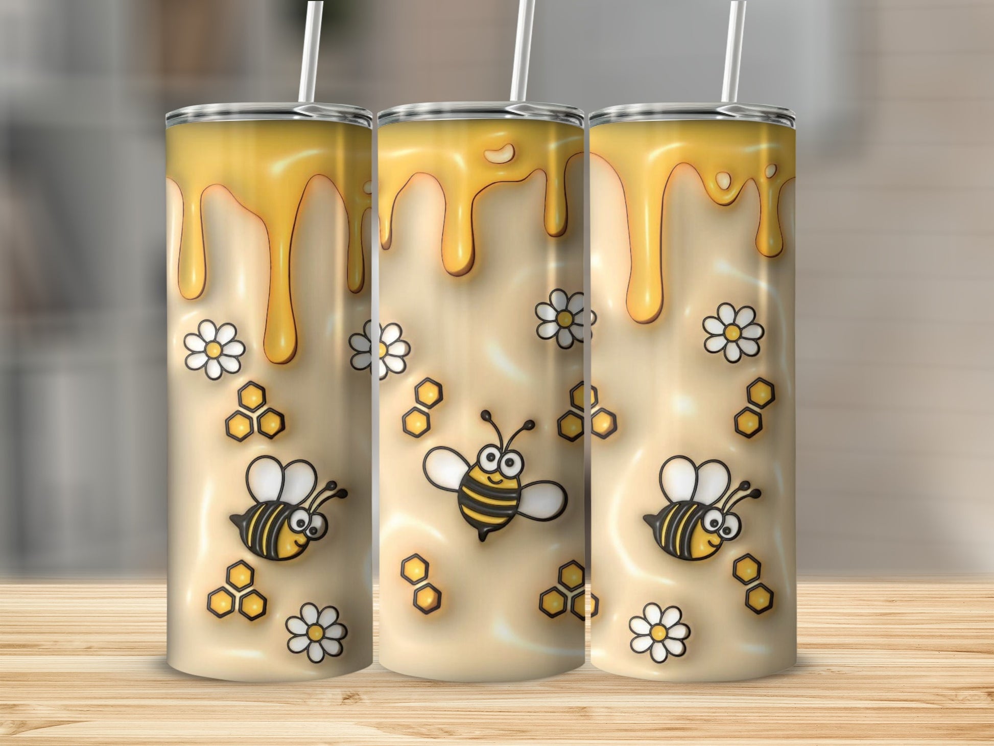 Cute Honey Bee and Honey Comb Tumbler Cup