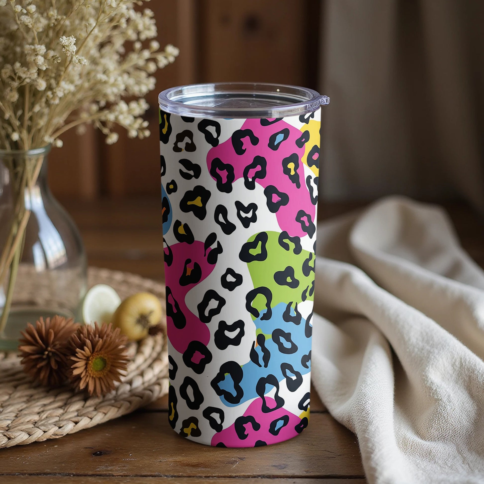 Colorful Leopard Print Tumbler for Trendy Style