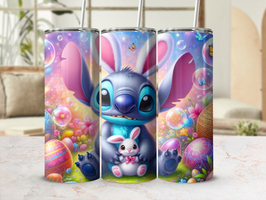 Stitch Bunny Easter Eggs Colorful Flowers Bubbles product type