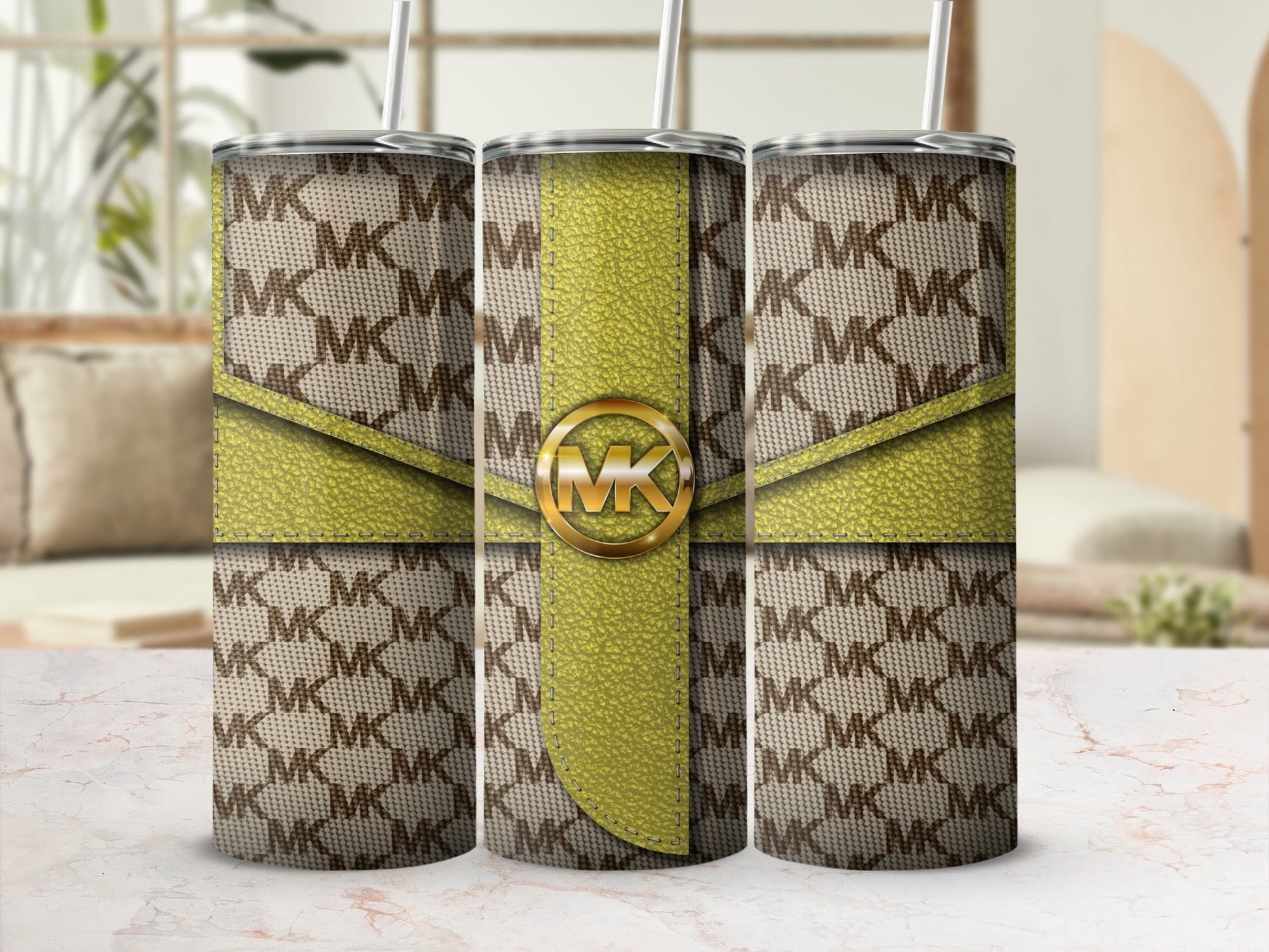 MK Patterned Stainless Steel Travel Tumbler Cup