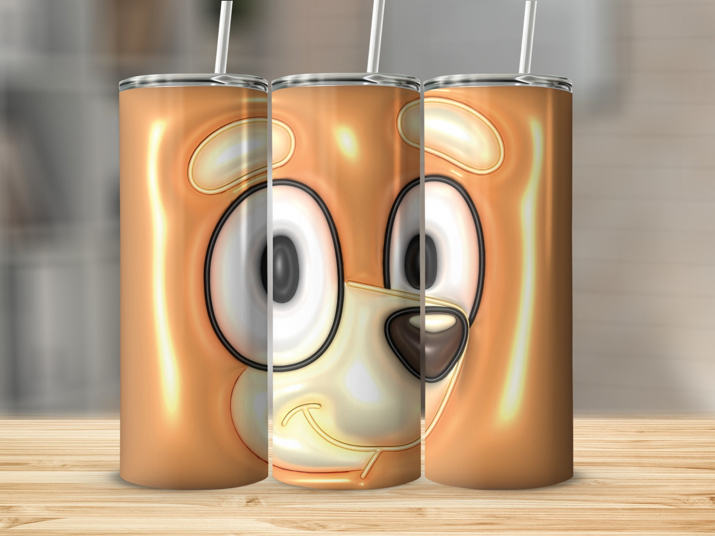Cute Cartoon Bear Face Design Insulated Tumbler Cup