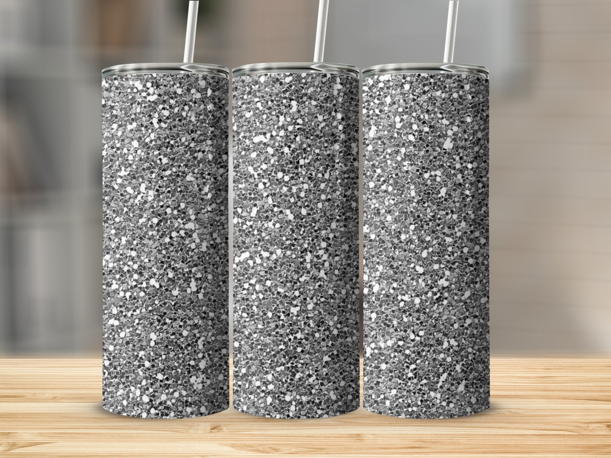 Speckled Black and White Patterned Tumbler