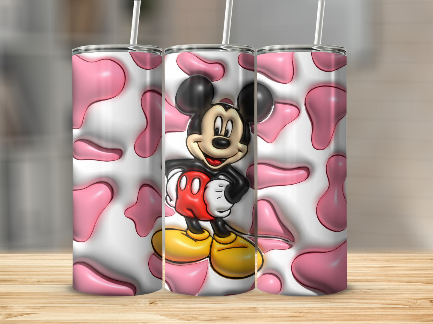 Cute Mouse Themed Pink and White Tumbler