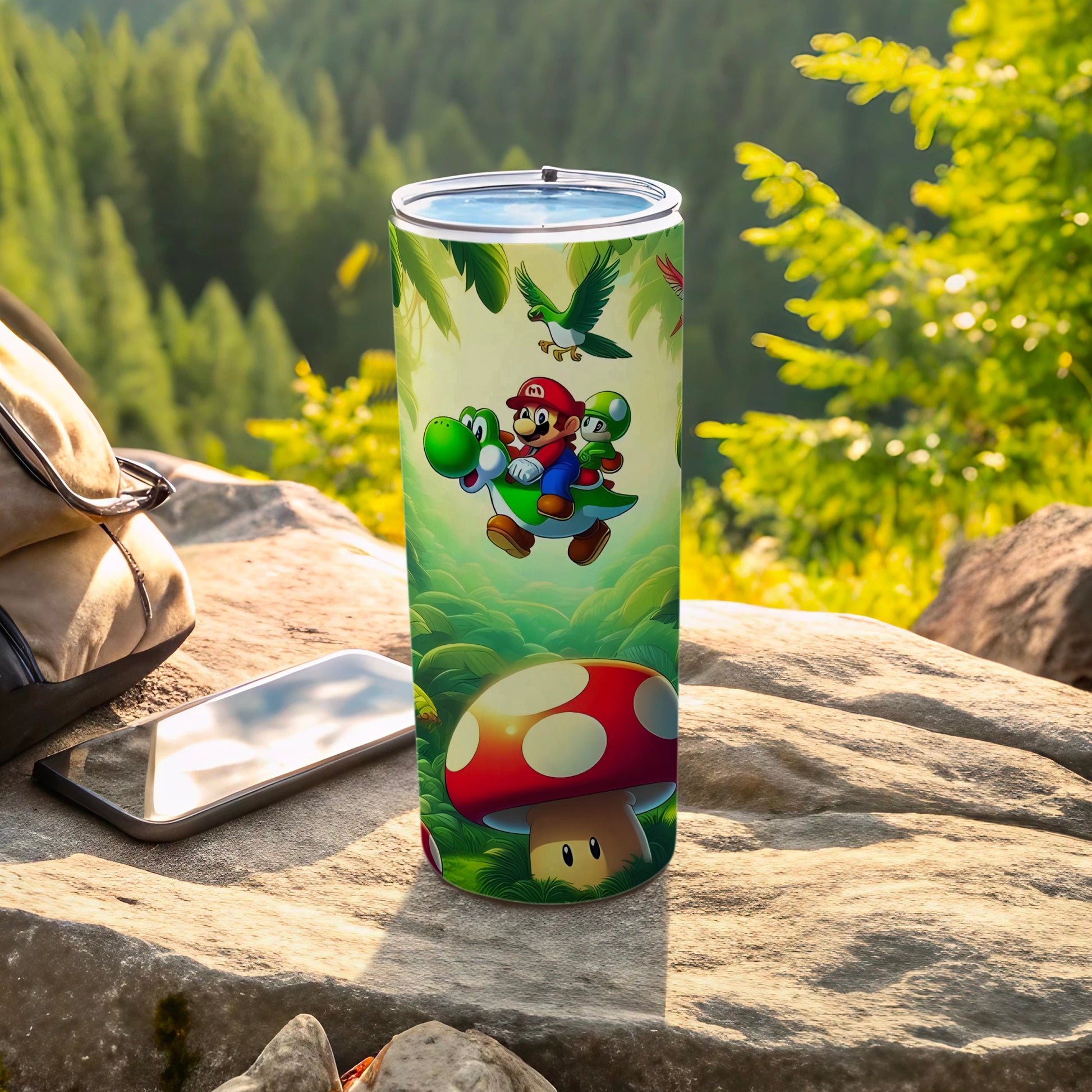 Colorful Super Mario and Yoshi Adventure Tumbler Cup