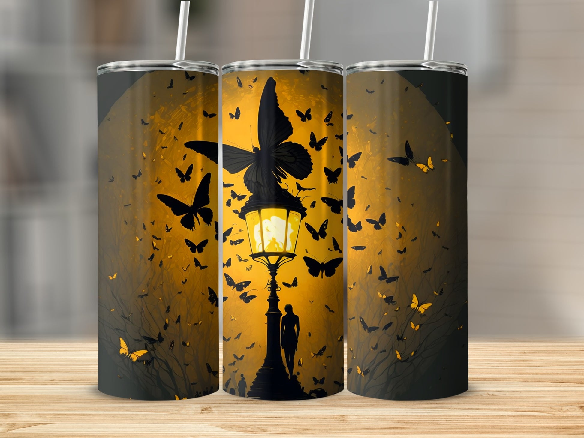 Butterfly Night Lamp with Yellow Glow Tumbler Design
