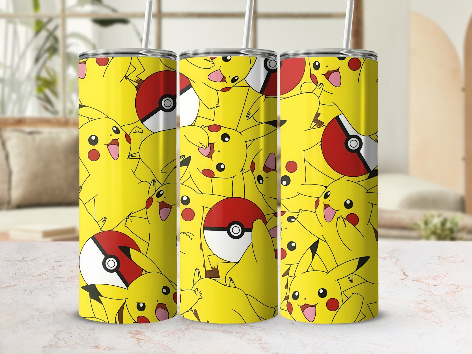 Cute Pikachu and Pokeball Themed Tumbler Product