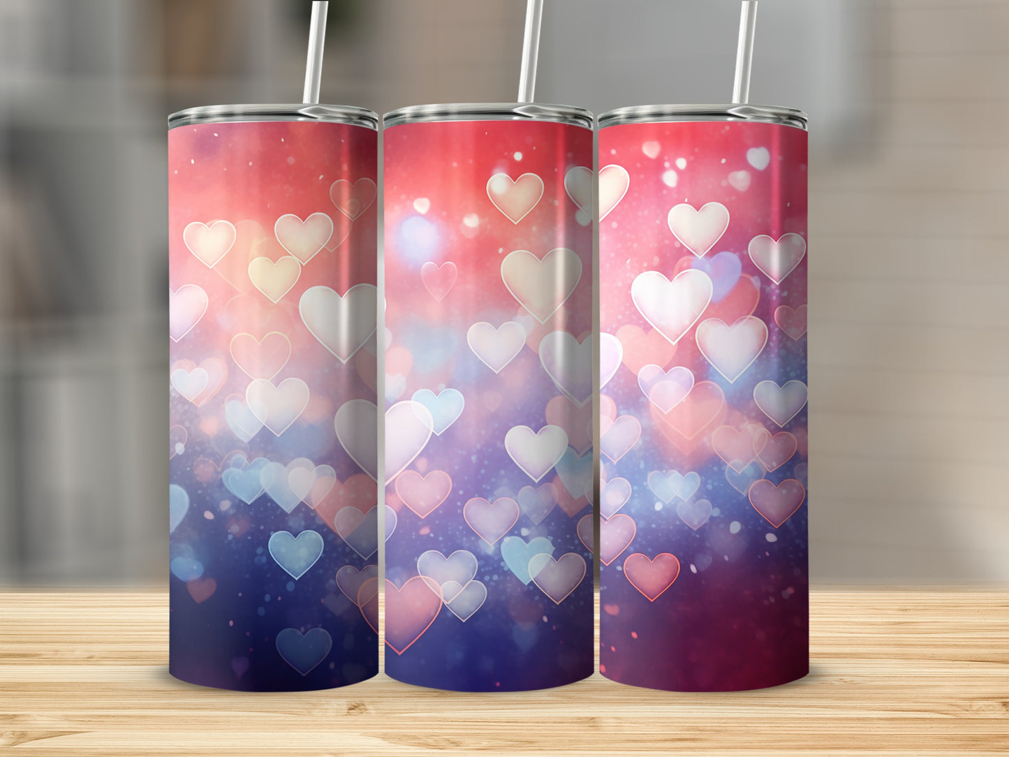 Beautiful Hearts and Bokeh Effect Tumbler