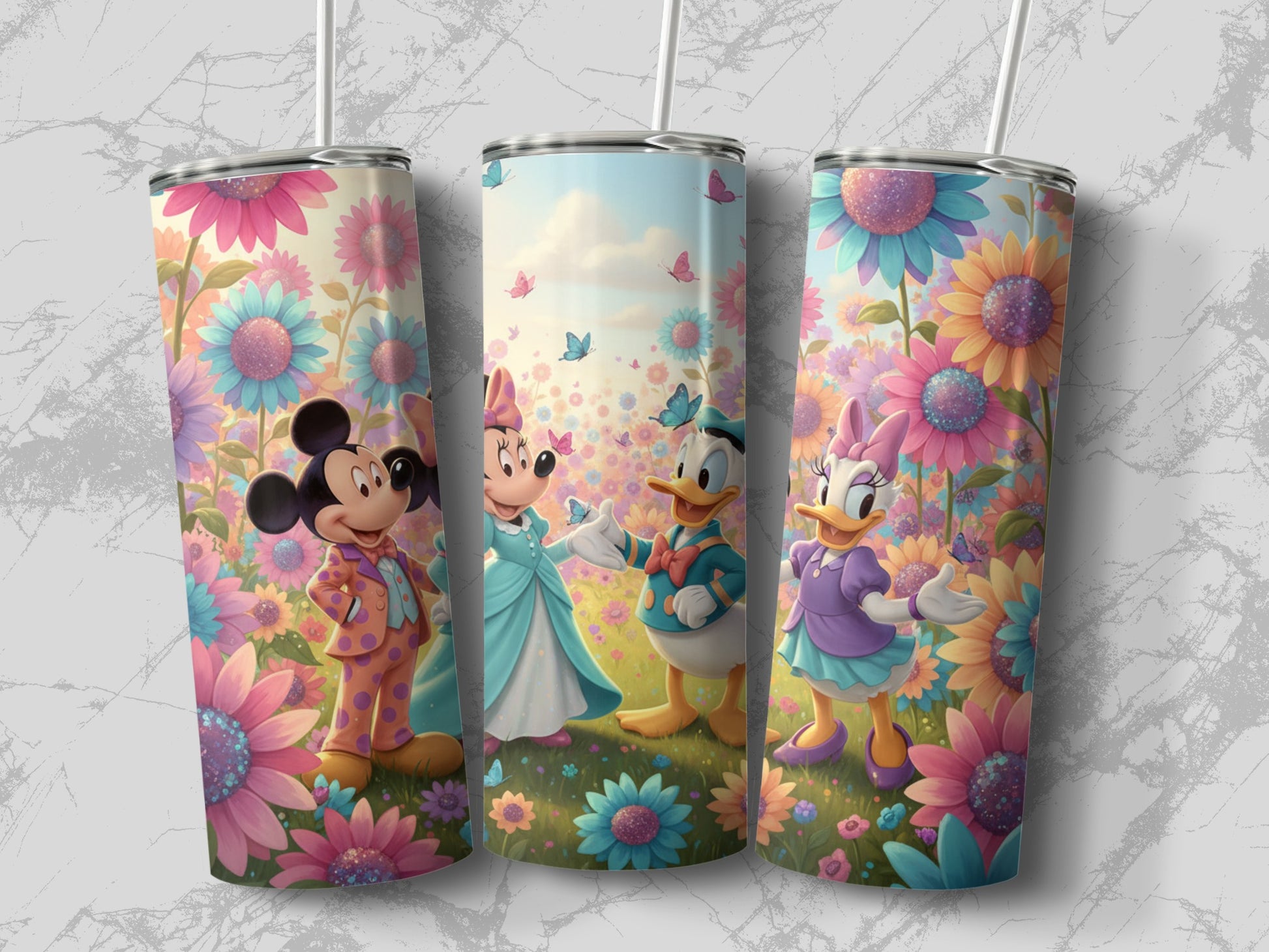 Colorful Cartoon Character Flower Garden Tumbler Cups
