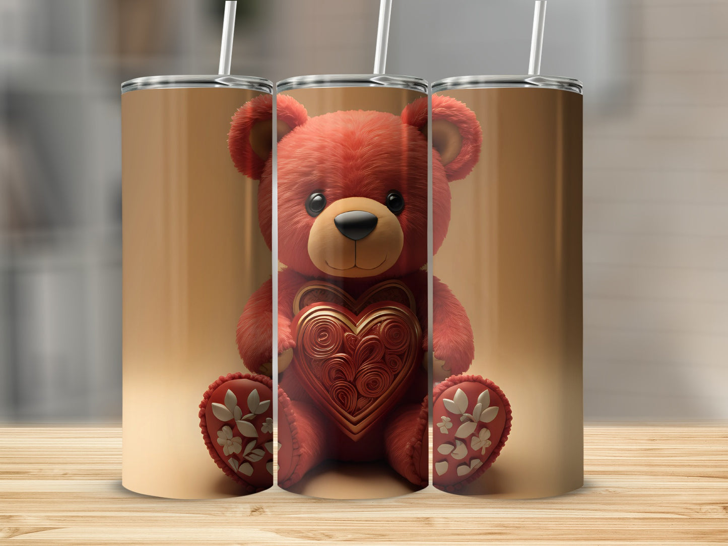 Cute Red Teddy Bear with Heart Design product type