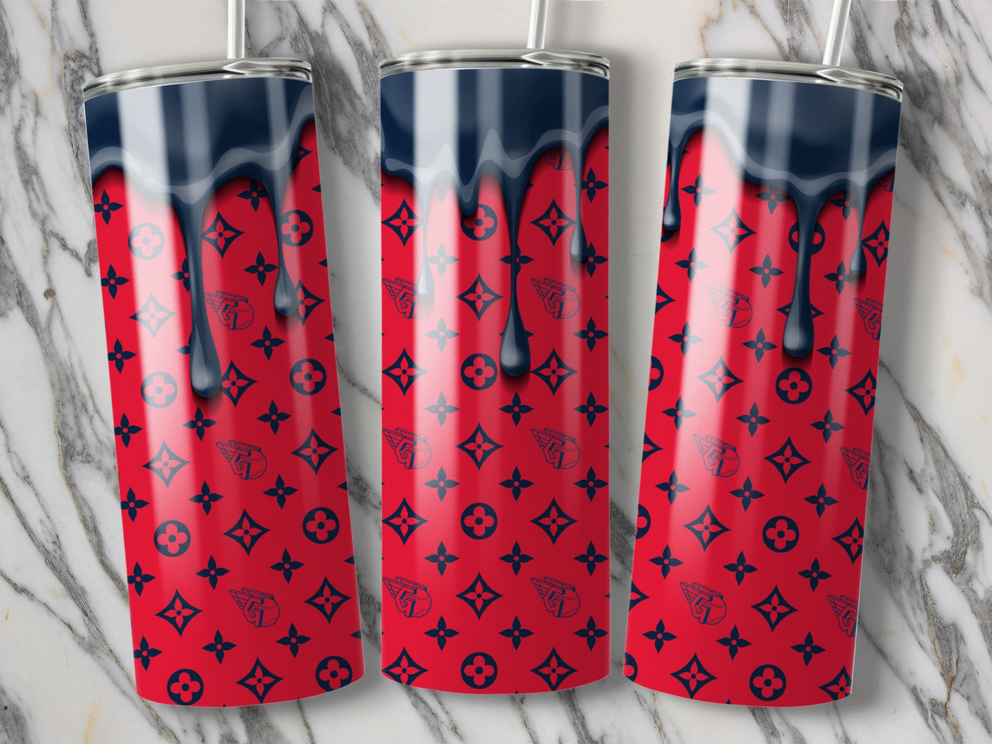 Cleveland Baseball Dripping Pattern Design Unique Tumblers