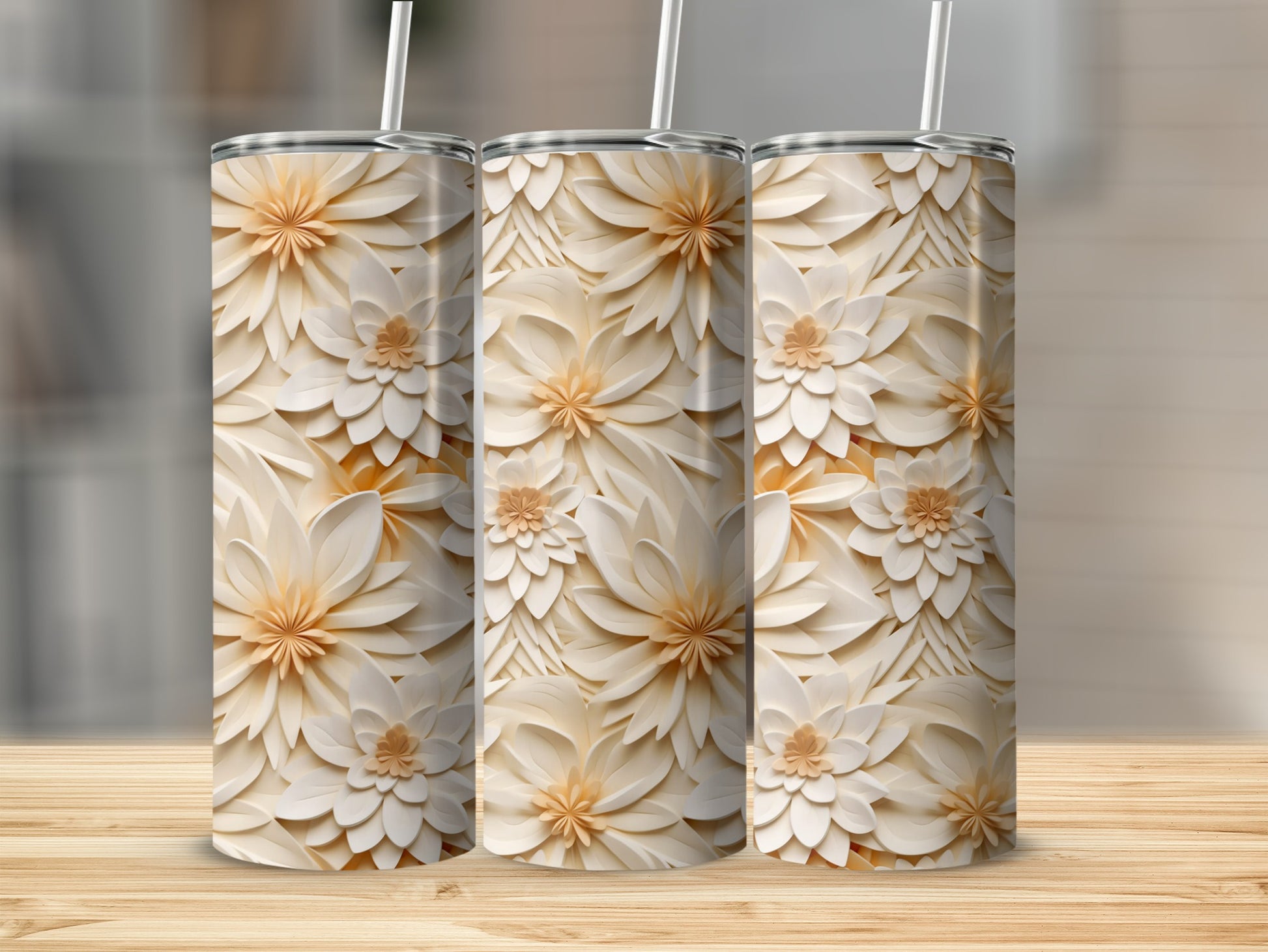 Elegant Floral Pattern Insulated Tumbler for Beverages