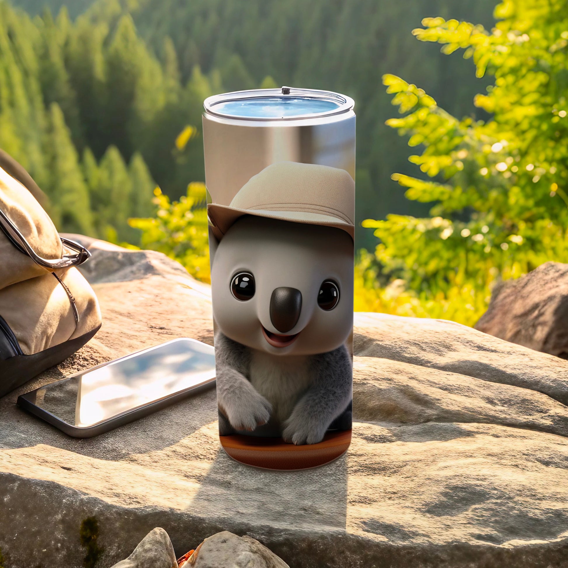 Cute Cartoon Koala in Summer Hat Tumbler Cup