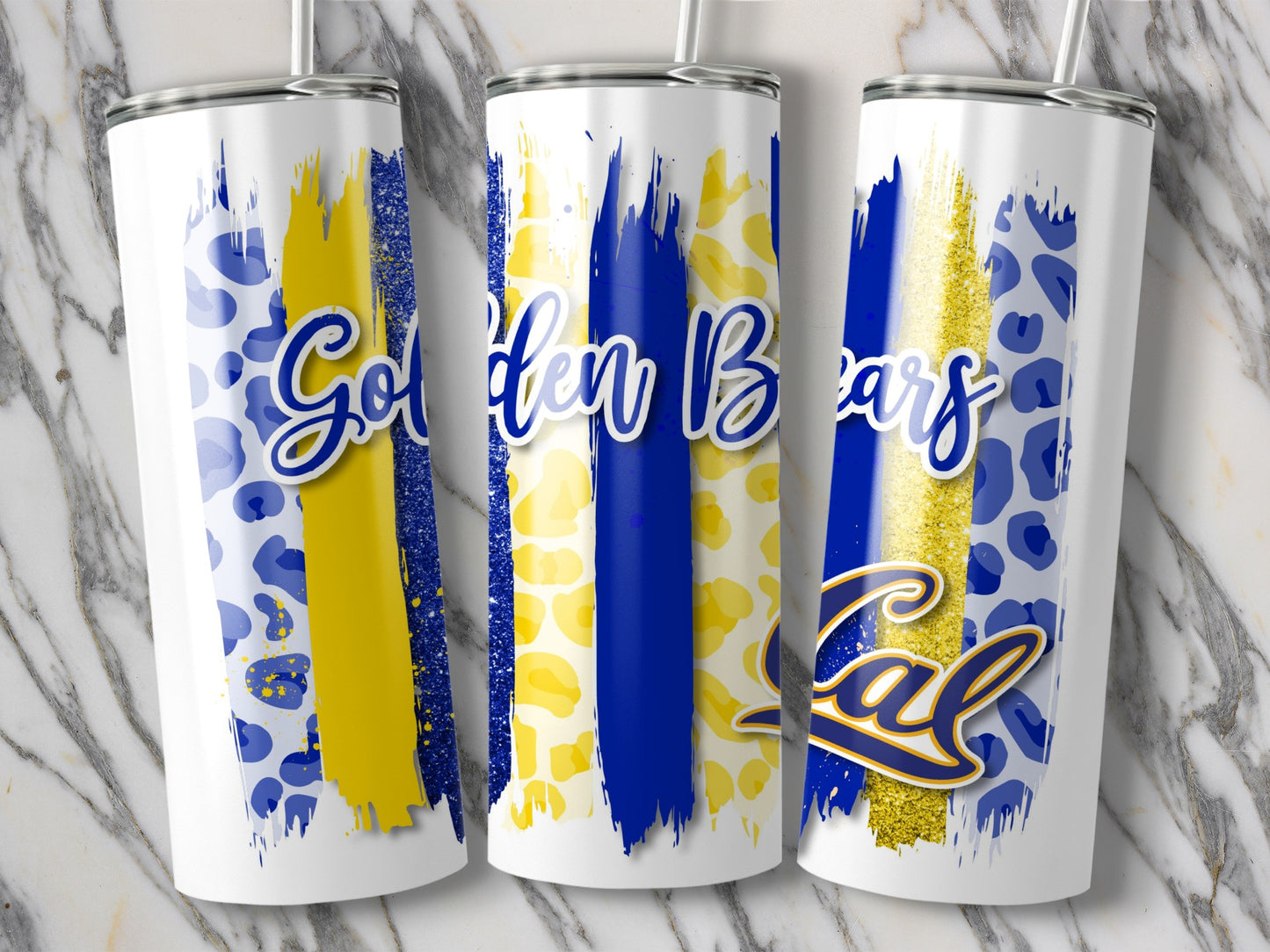 Golden Bears Cal on Brush Strokes Design Premium Tumblers