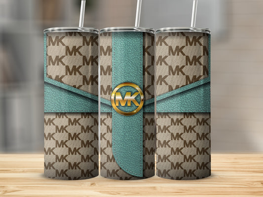 Stylish MK Patterned Drink Tumbler with Straw