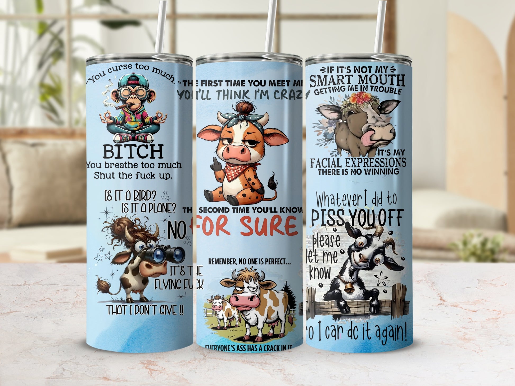 Humorous Animal Quote Tumblers for Everyday Fun