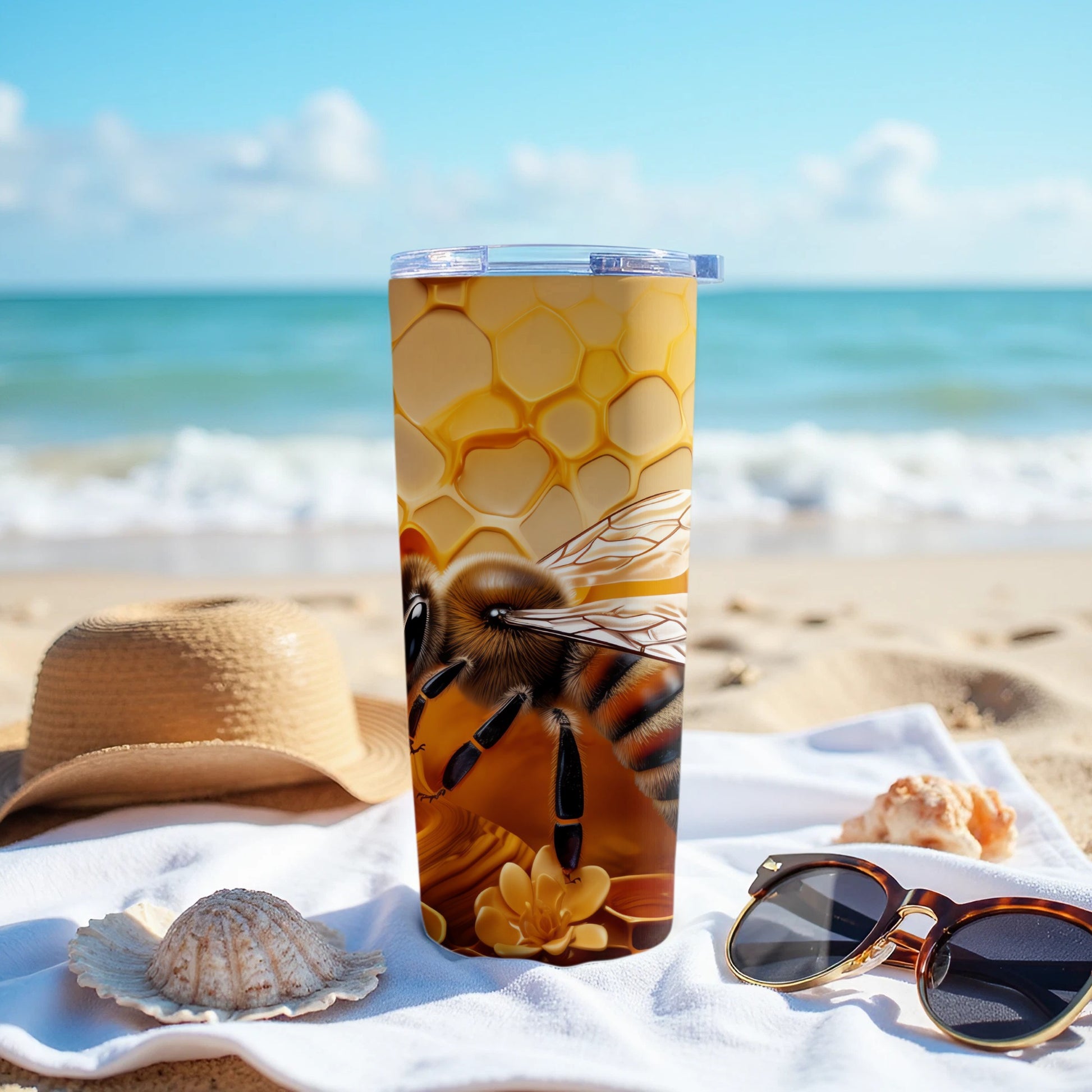 Golden Honeycomb Bee Tumbler Drinkware product type