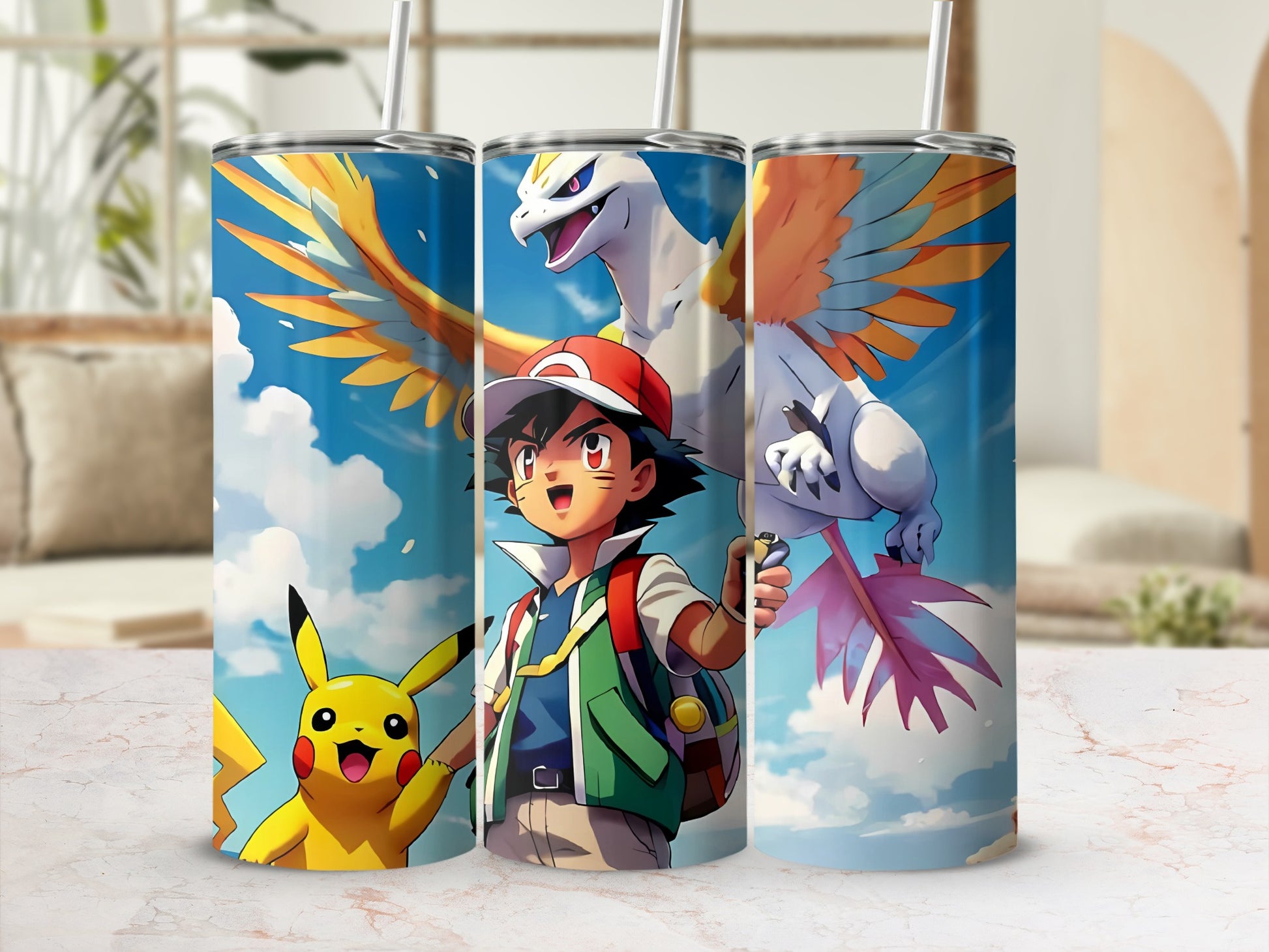 Anime Design Tumbler with Colorful Characters and Animals