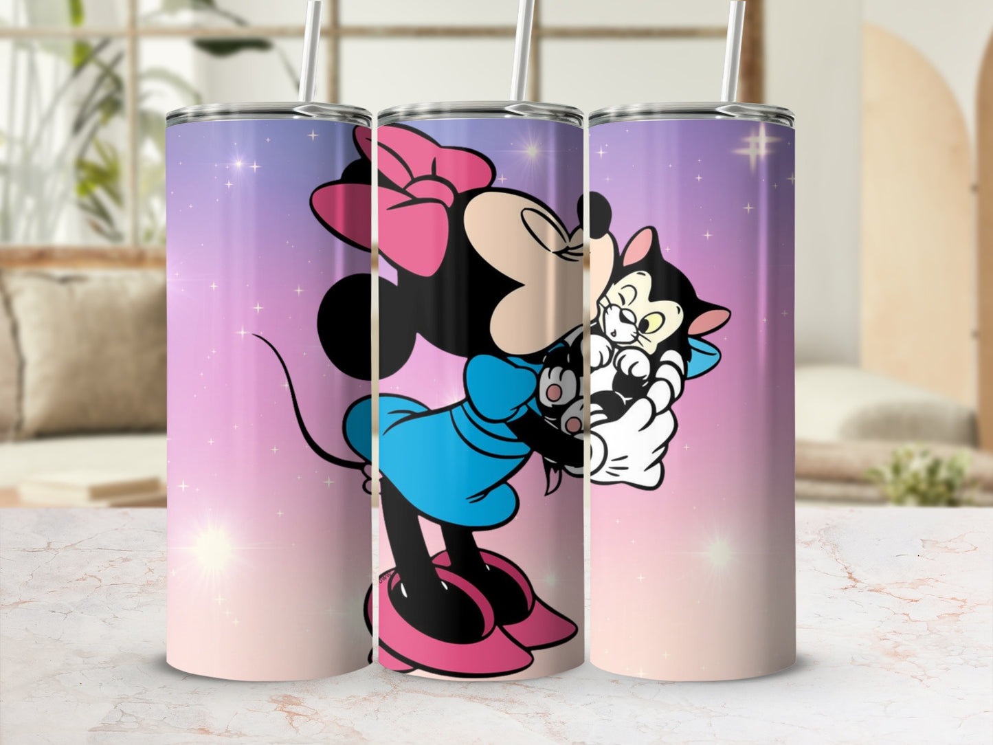 Minnie Mouse Kissing Figaro Tall Tumbler Cup