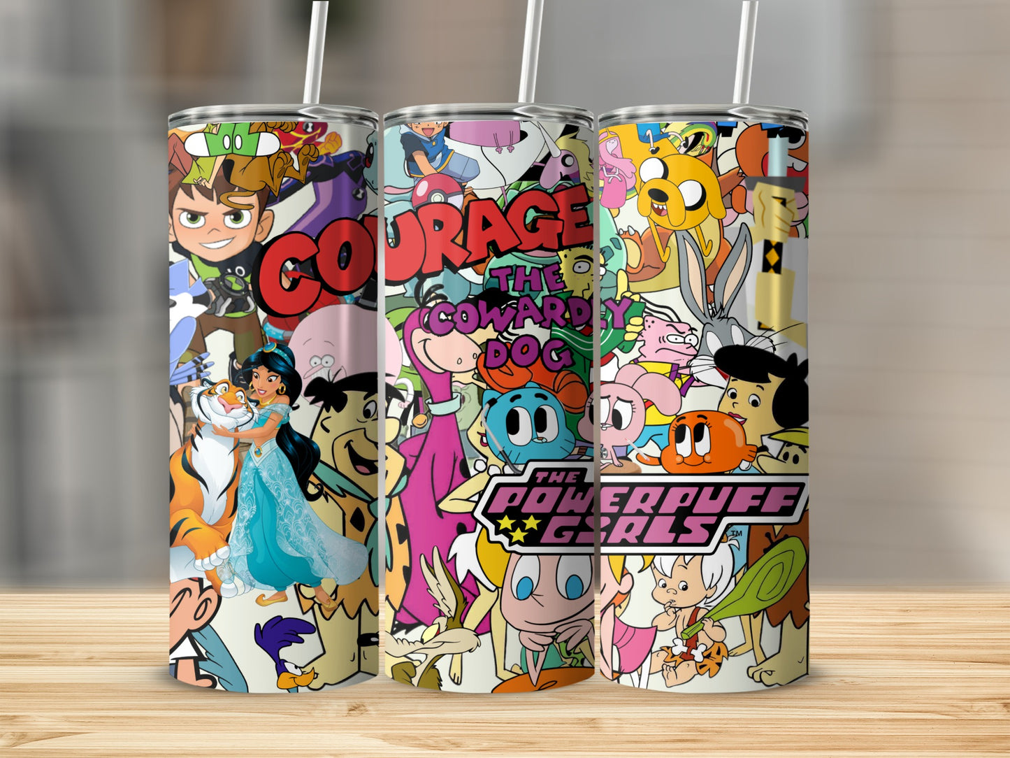 Cartoon Network with Powerpuff Girls Collage Design Tumblers