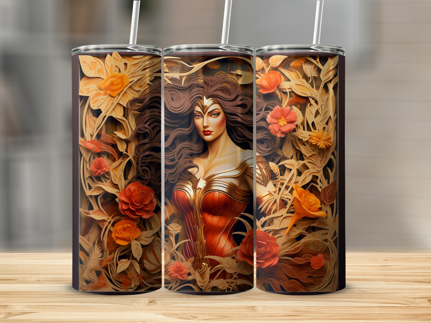 Enchanting Floral Goddess Tumbler with Straw Product