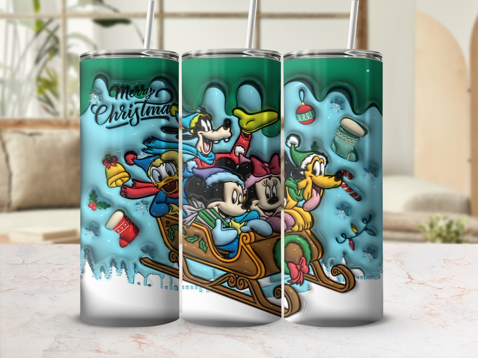 Disney Christmas Characters Sleigh Ride Tumbler