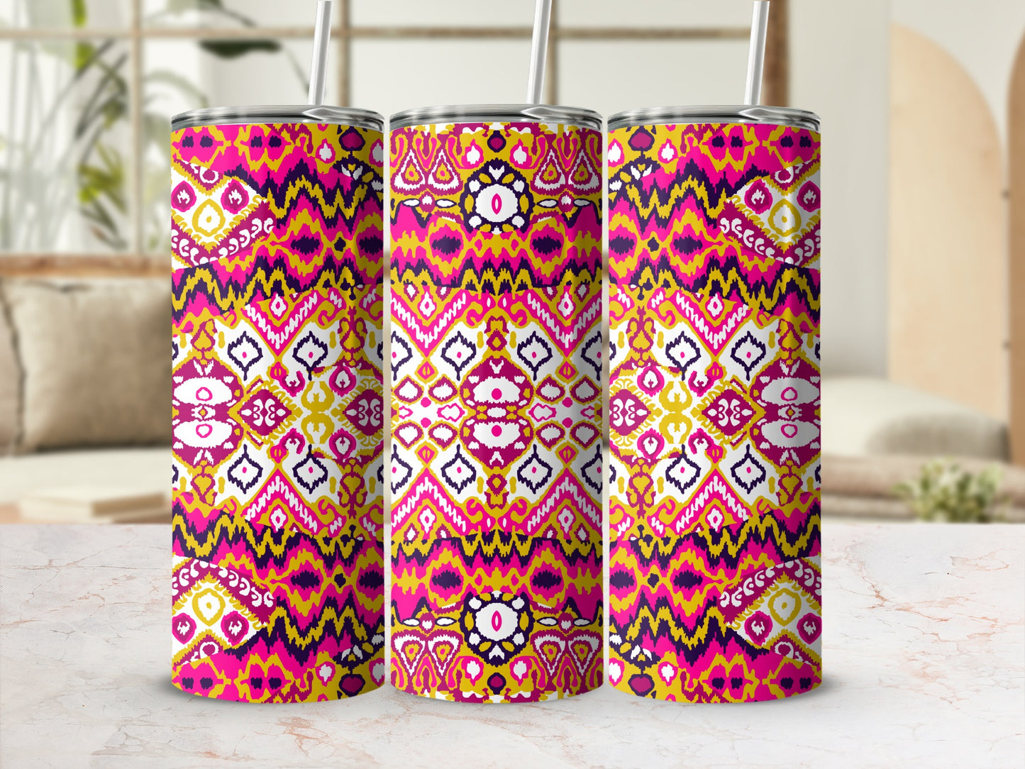 Vibrant Ethnic Pattern Tumblers Ideal for Drinks