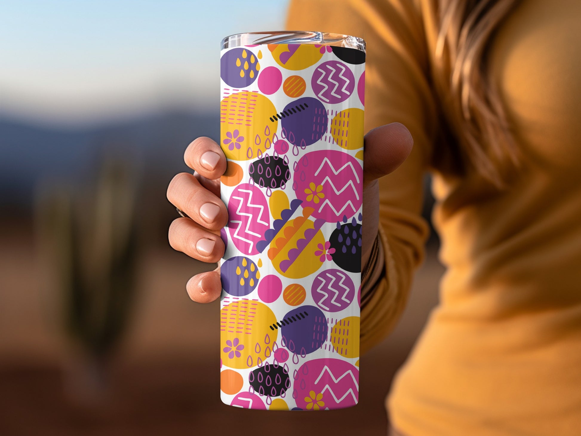 Colorful Geometric Pattern Insulated Tumbler Product