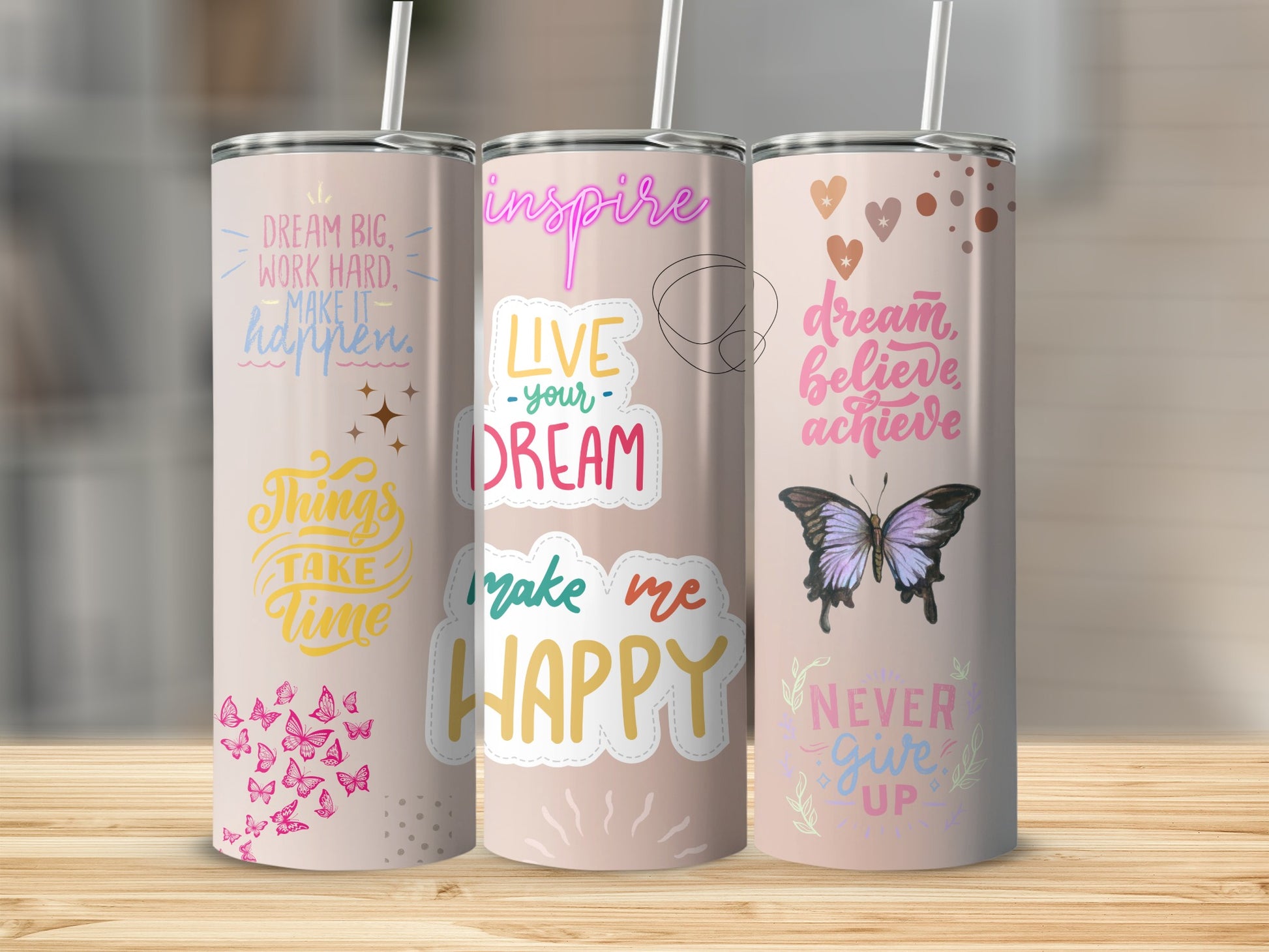 Motivational Quotes Tumbler with Straw for Daily Inspiration