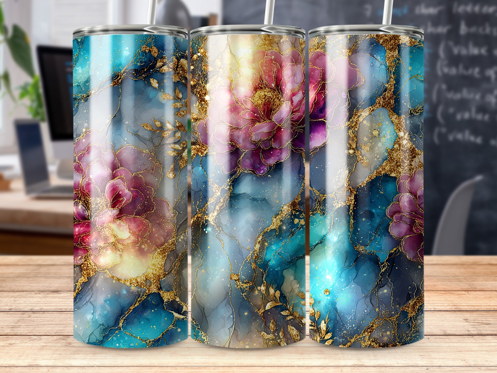 Stunning Floral and Abstract Design Insulated Tumblers