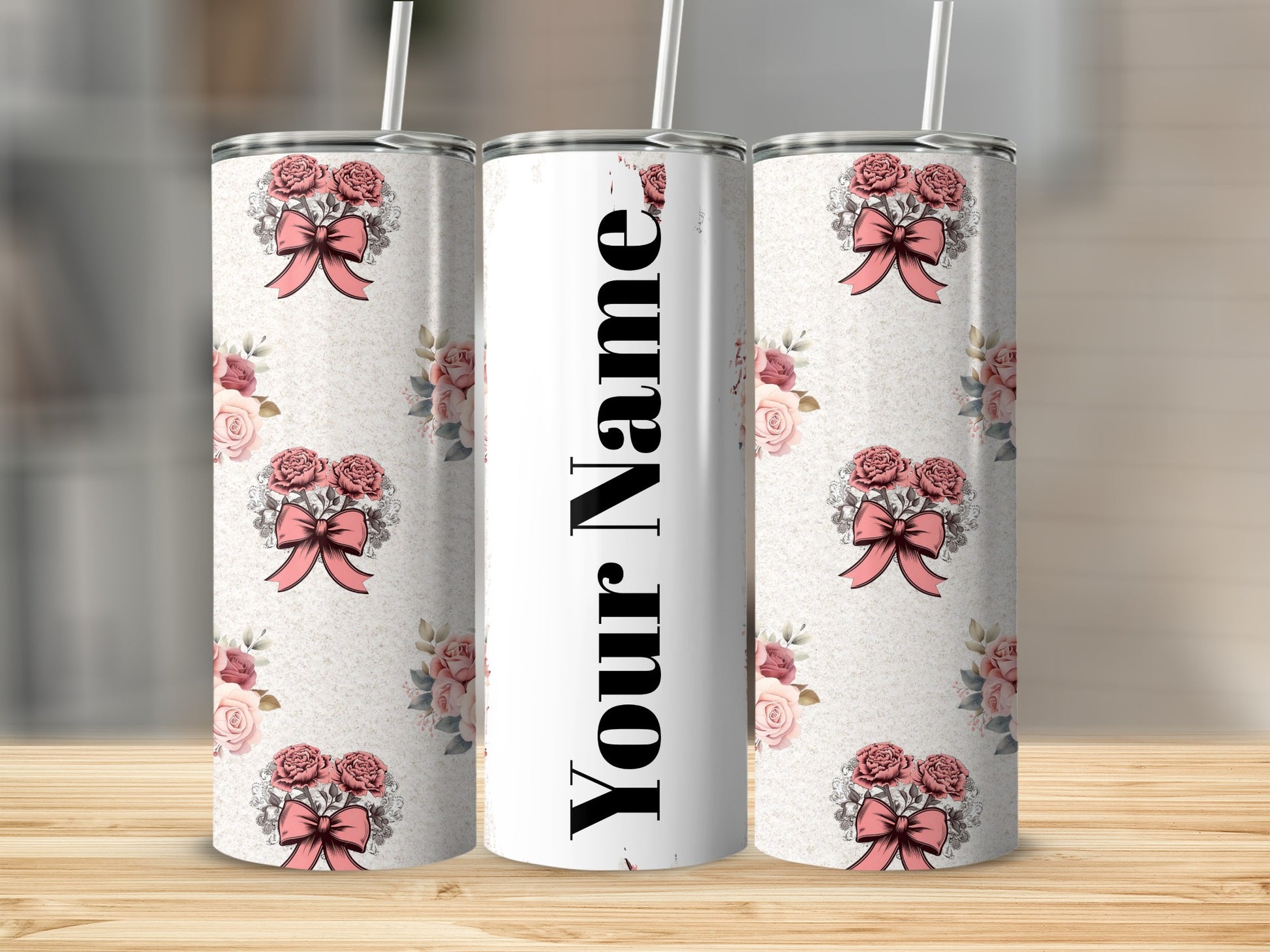Custom Floral Design Personalized Tumbler Cup