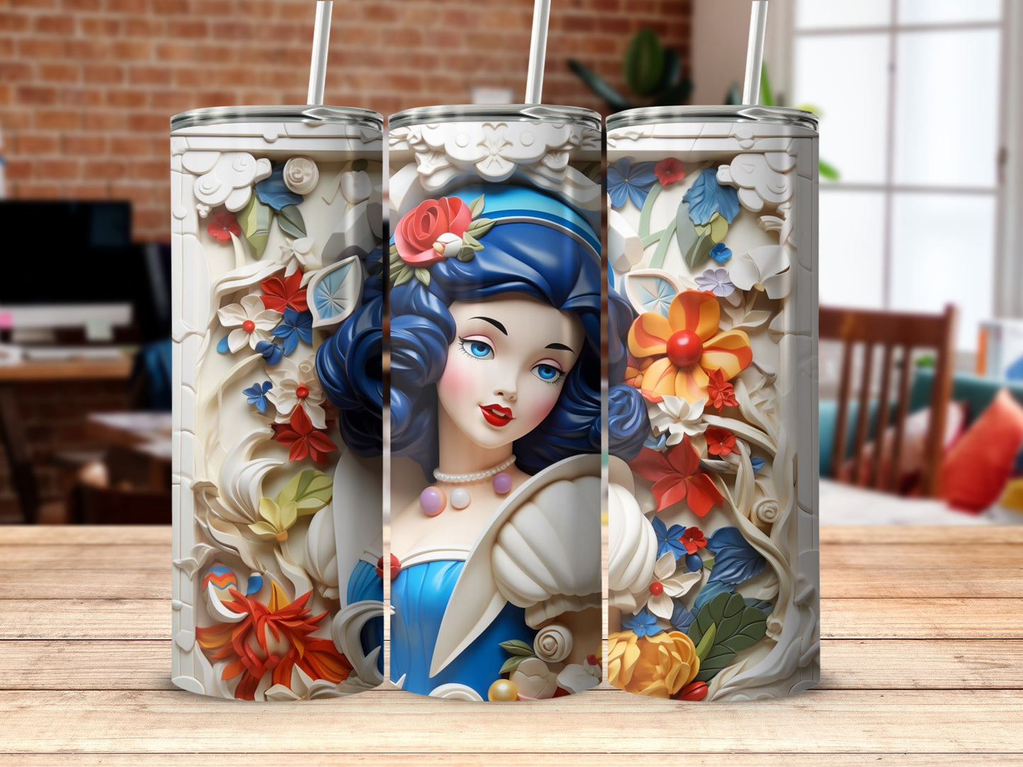 Elegant Floral Princess Artwork Travel Mug