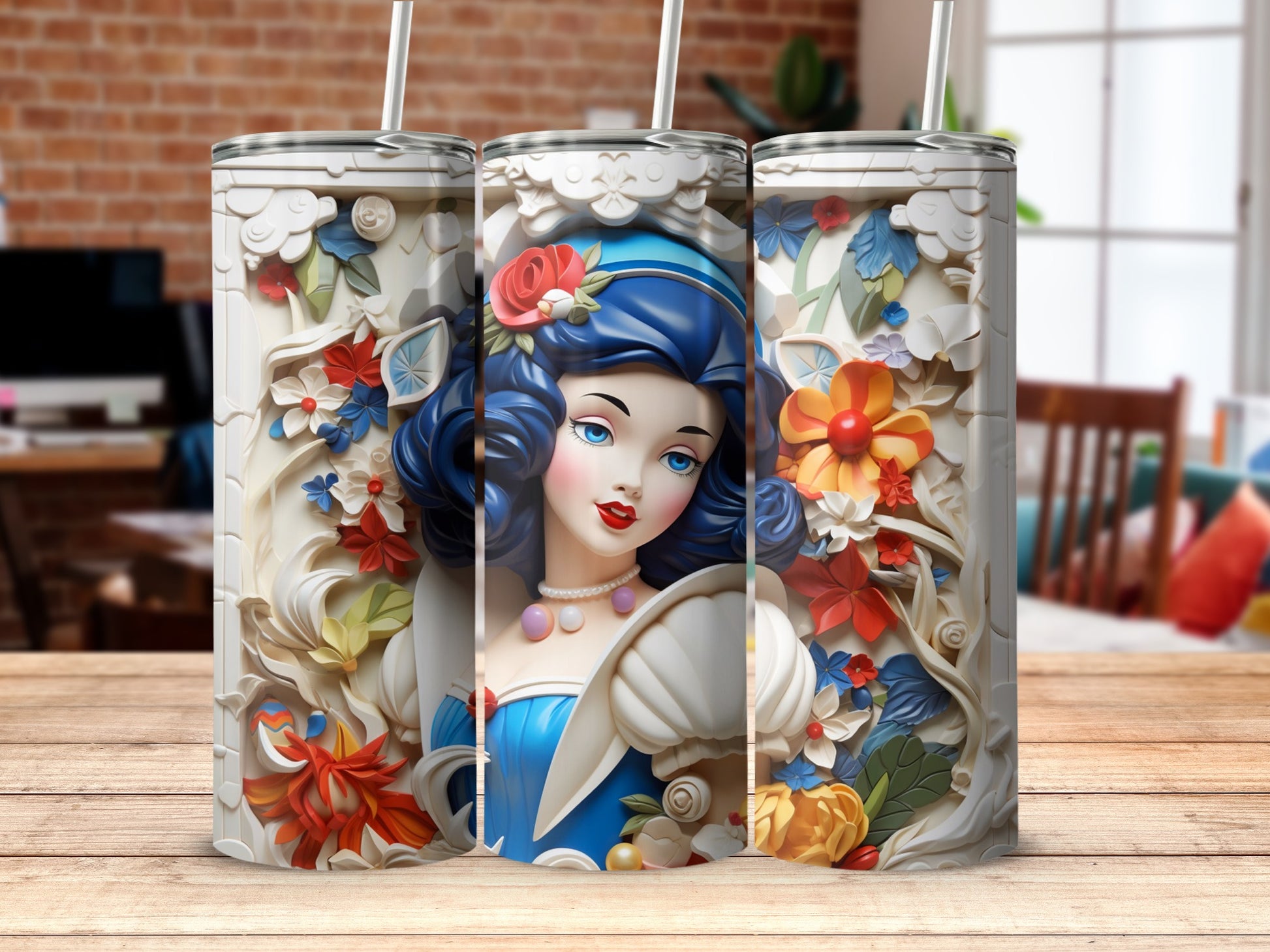 Elegant Floral Princess Artwork Travel Mug