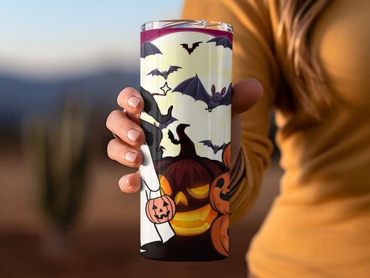 Spooky Halloween Pumpkin Design Tumbler for Halloween