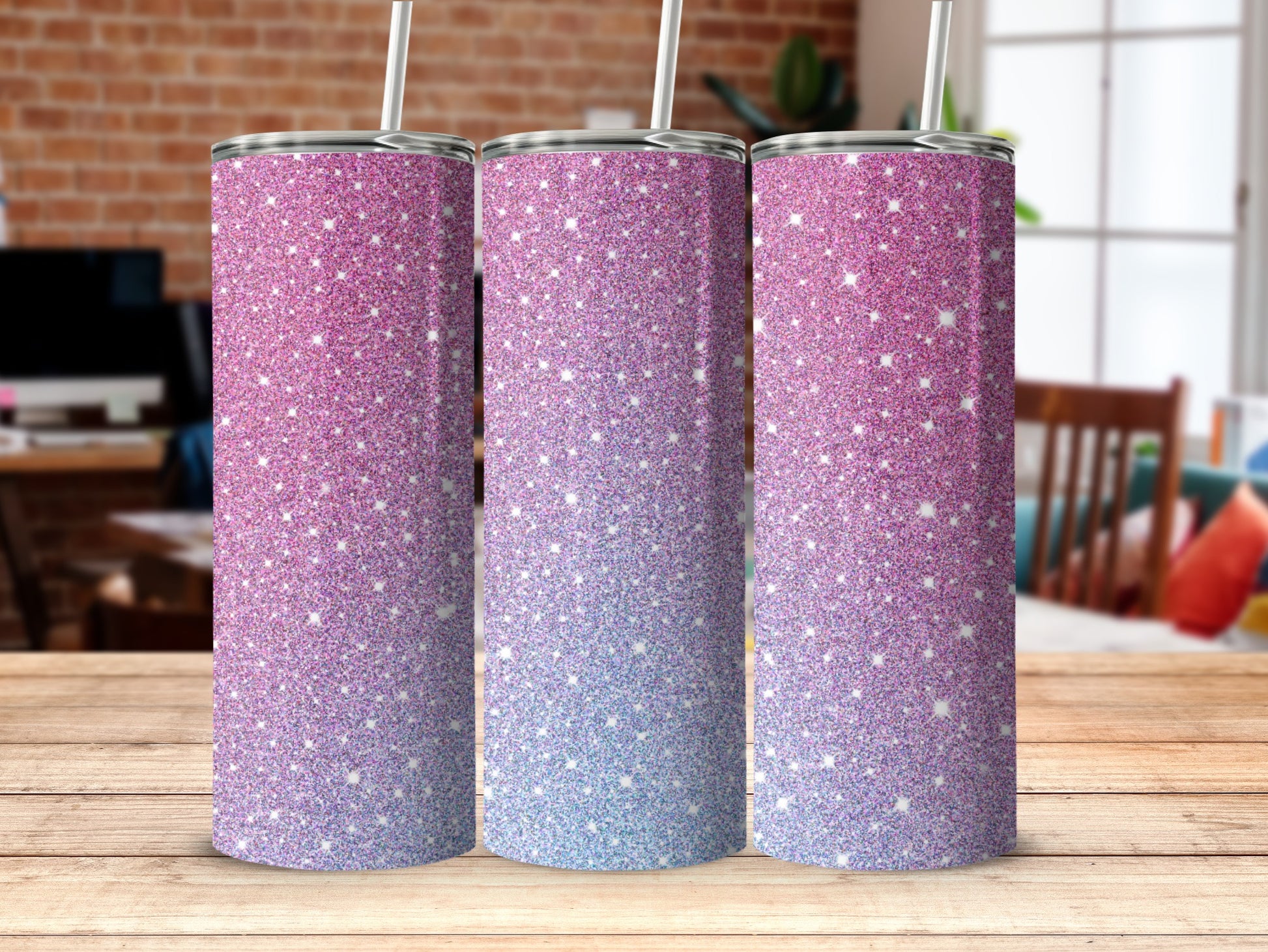 Glitter Gradient Tumblers for Stylish Beverage Carrying