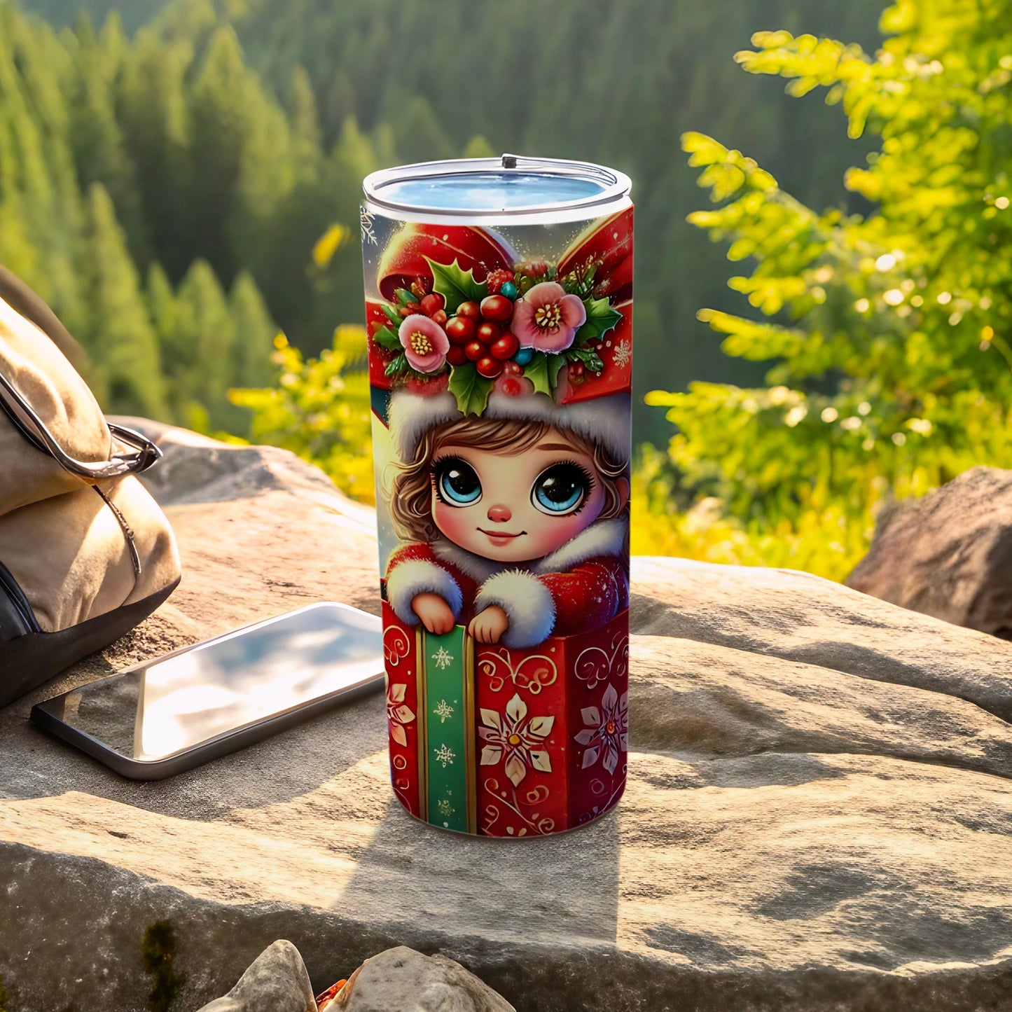 Festive Christmas Girl Stainless Steel Tumbler Cup