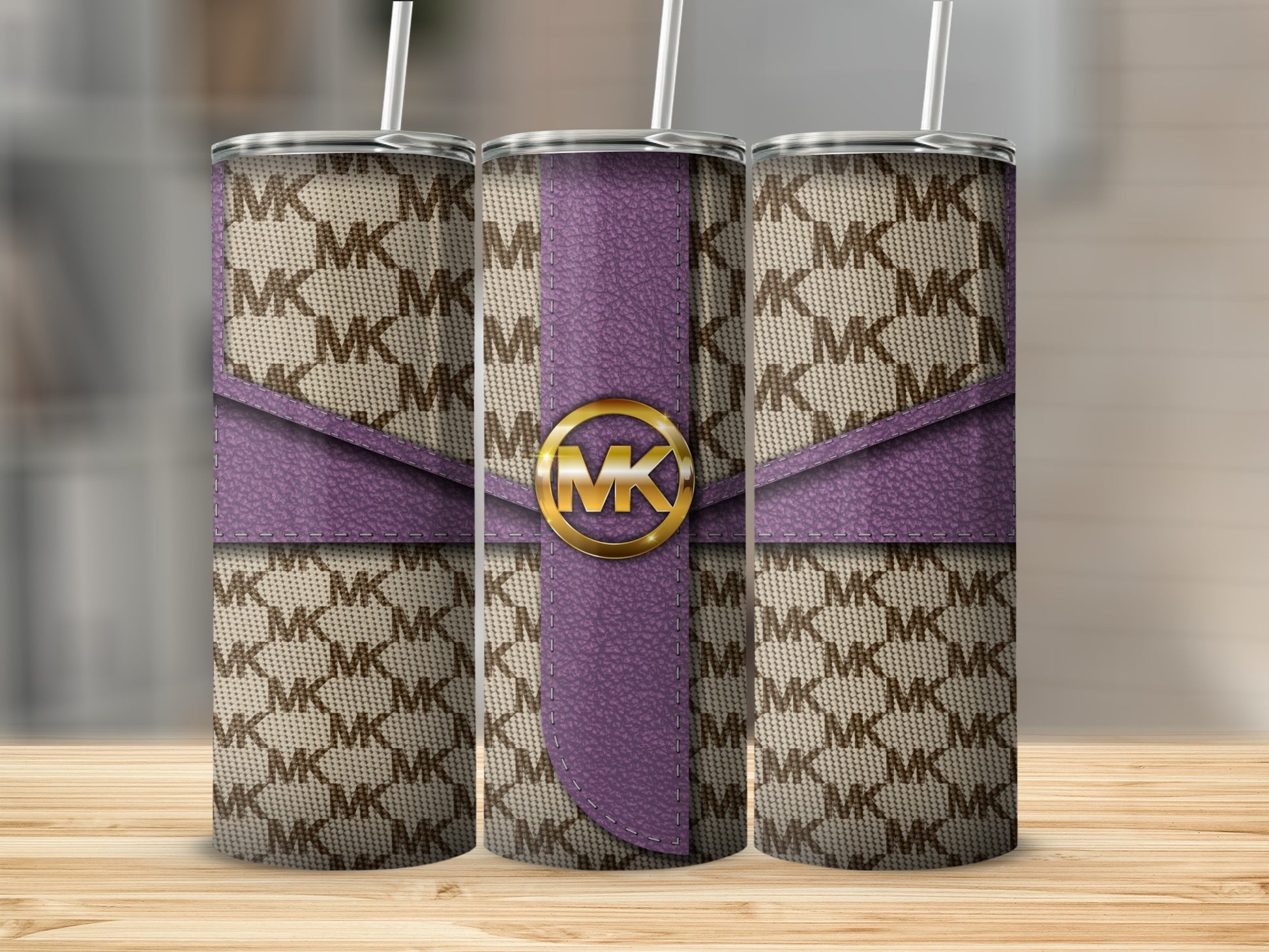 Stylish Designer Inspired Purple and Gold Tumbler Product