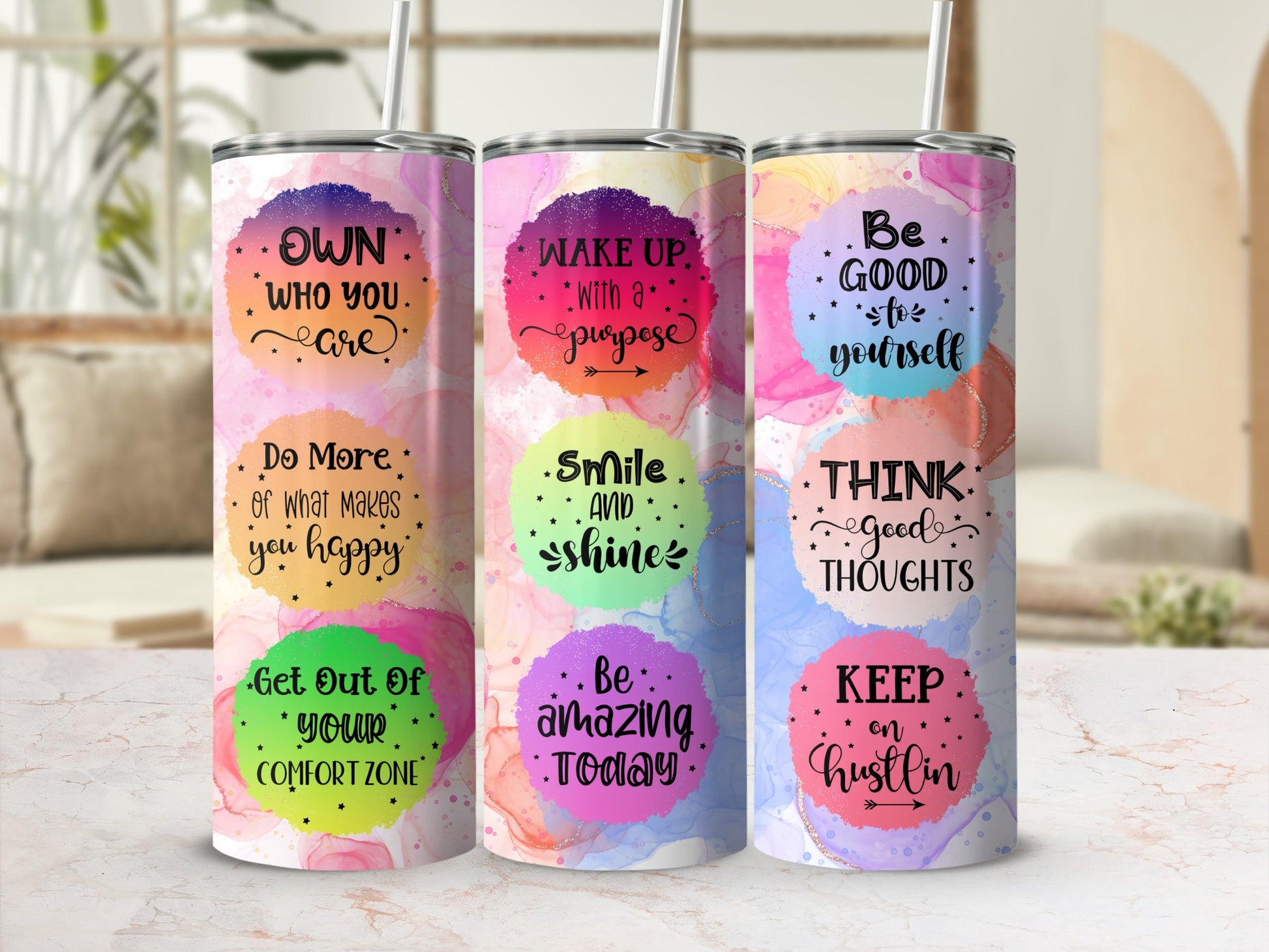 Motivational Message Stainless Steel Tumbler Set