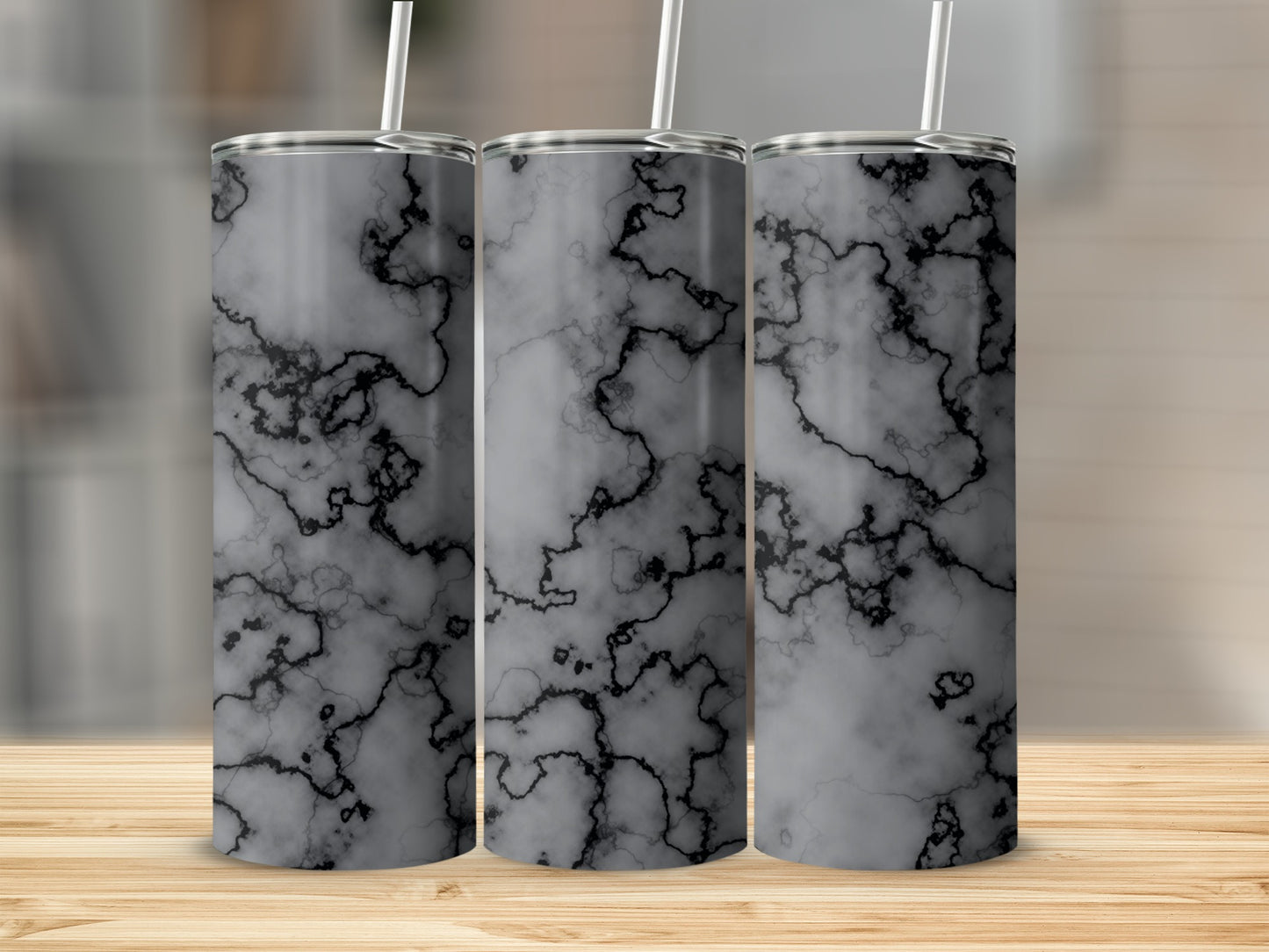 Marble Texture Design Black and Grey Tumblers