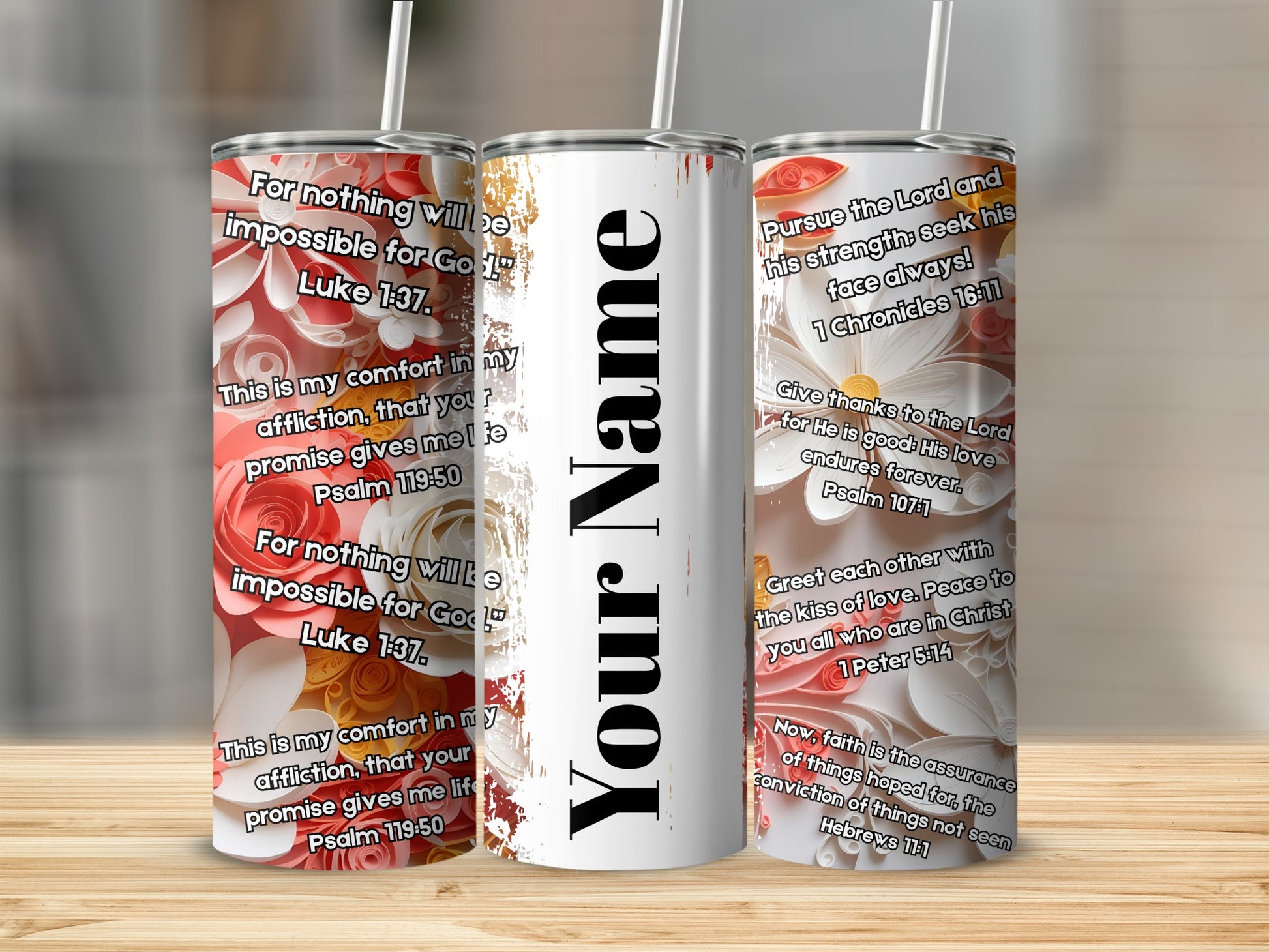 Personalized Inspirational Bible Verse Tumbler Flask